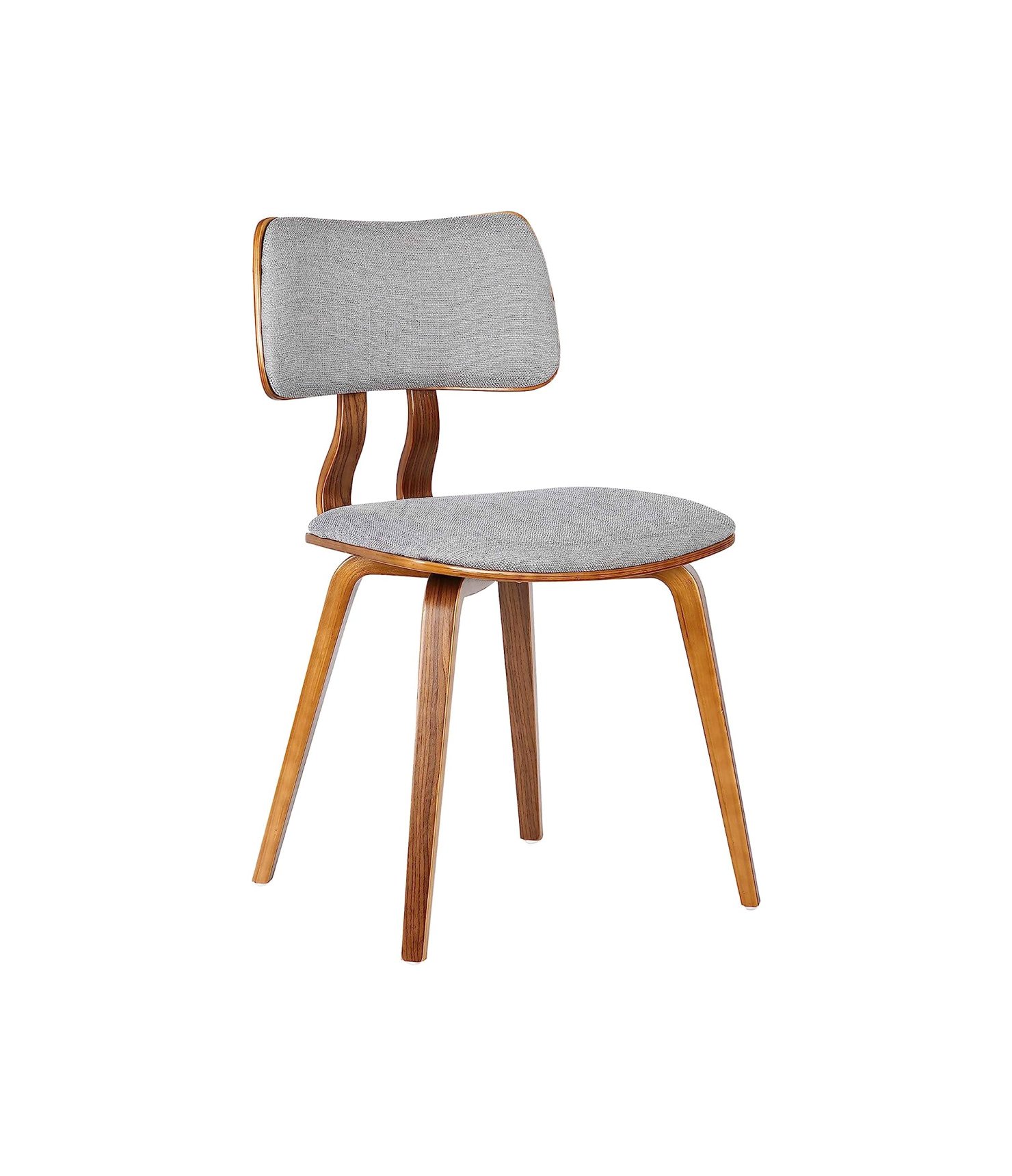 Jaguar Dining Chair in Grey Fabric and Walnut Wood