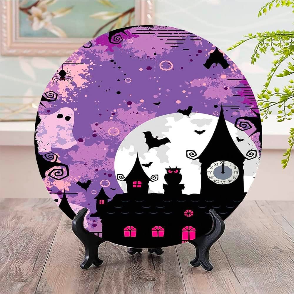 Vintage Halloween Decorative Ceramic Plates, Halloween Midnight